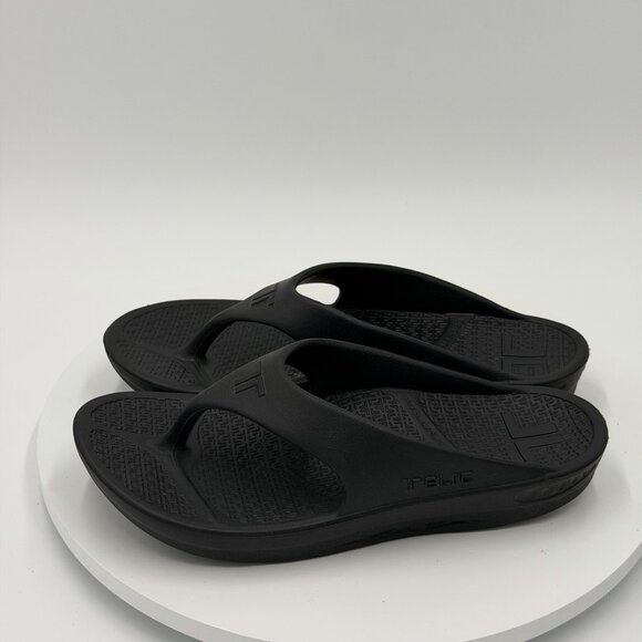 TELIC Energy Flip Flop Recovery Comfort Arch Support Black Shoe Size M (M8/W9) - Picture 1 of 8